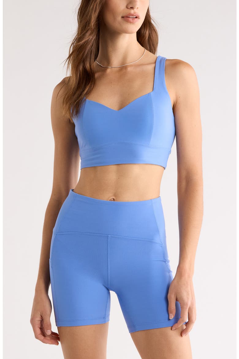 Studio Luxe Sweetheart Sports Bra, Main, color, BLUE AZURITE