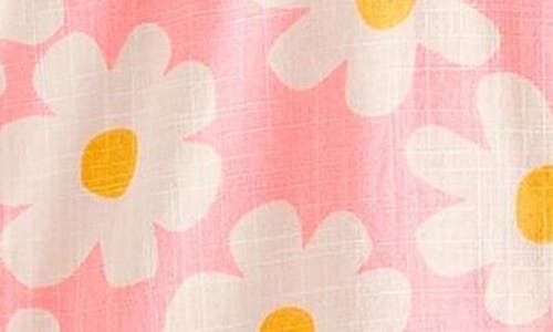Next Kids' Floral Print Cotton Button Front Dress In Pink