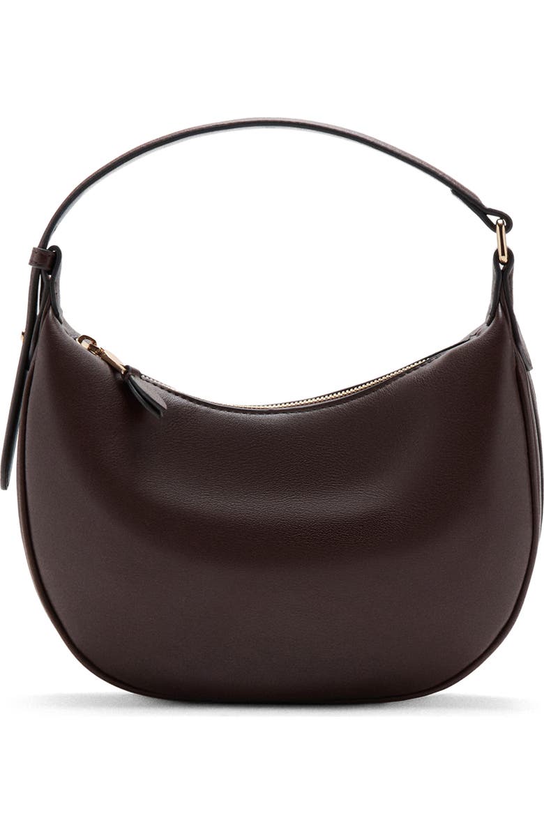 MANGO Oval Faux Leather Shoulder Bag, Main, color, Chocolate