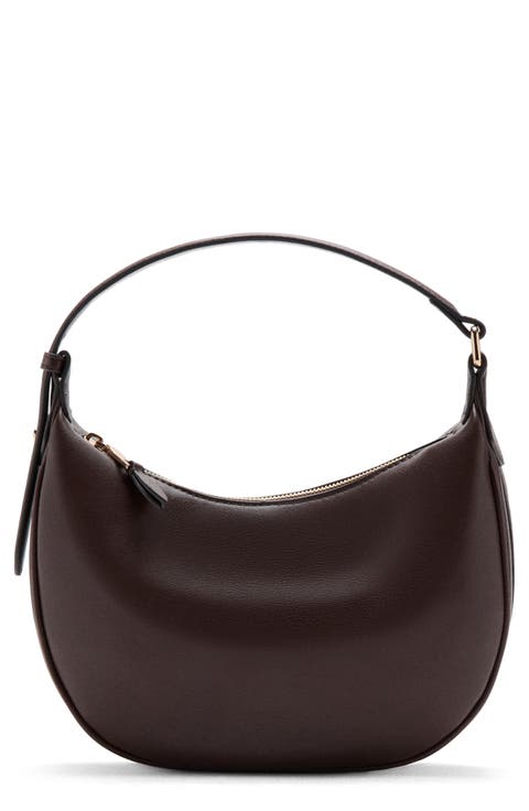 Oval Faux Leather Shoulder Bag