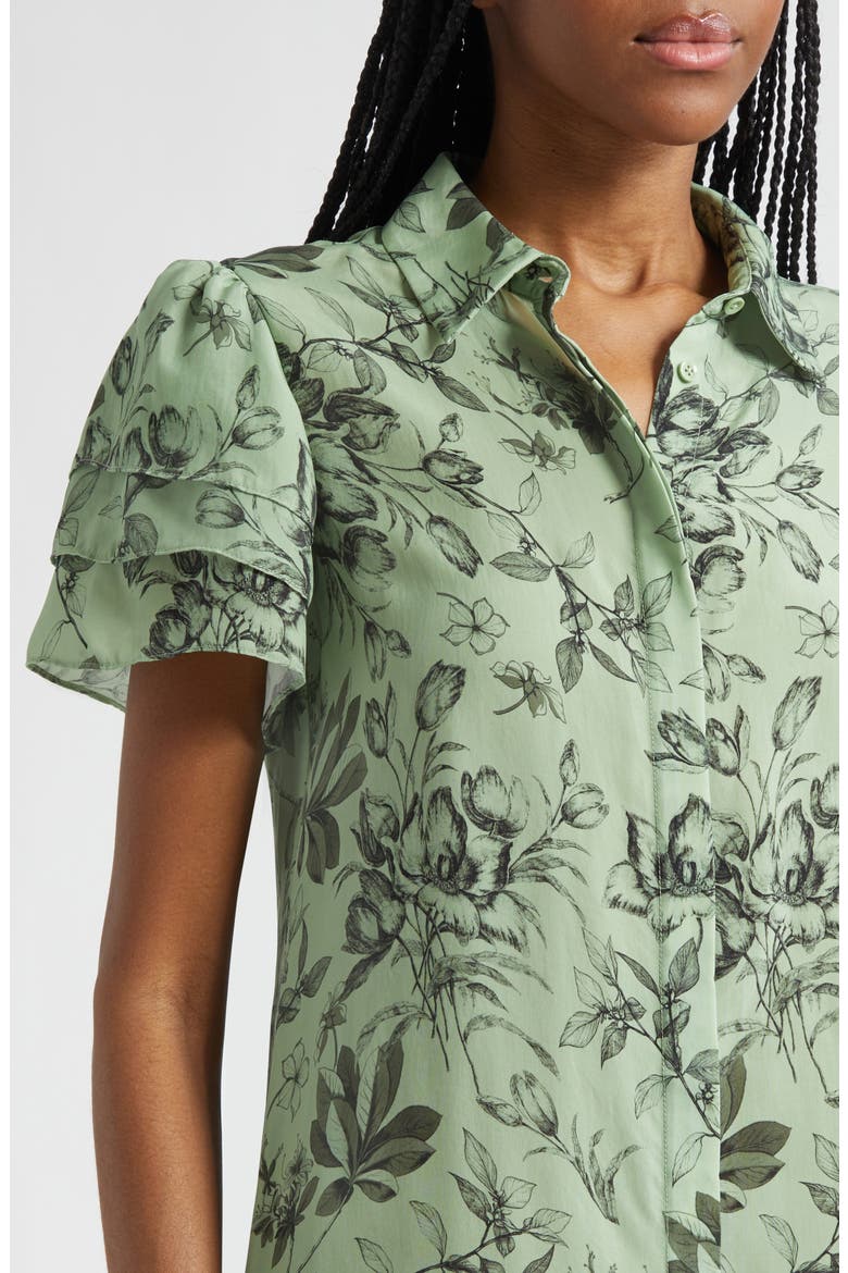 Jem Floral Short Sleeve Shirtdress, Alternate, color, MYSTIC GARDEN SAGE