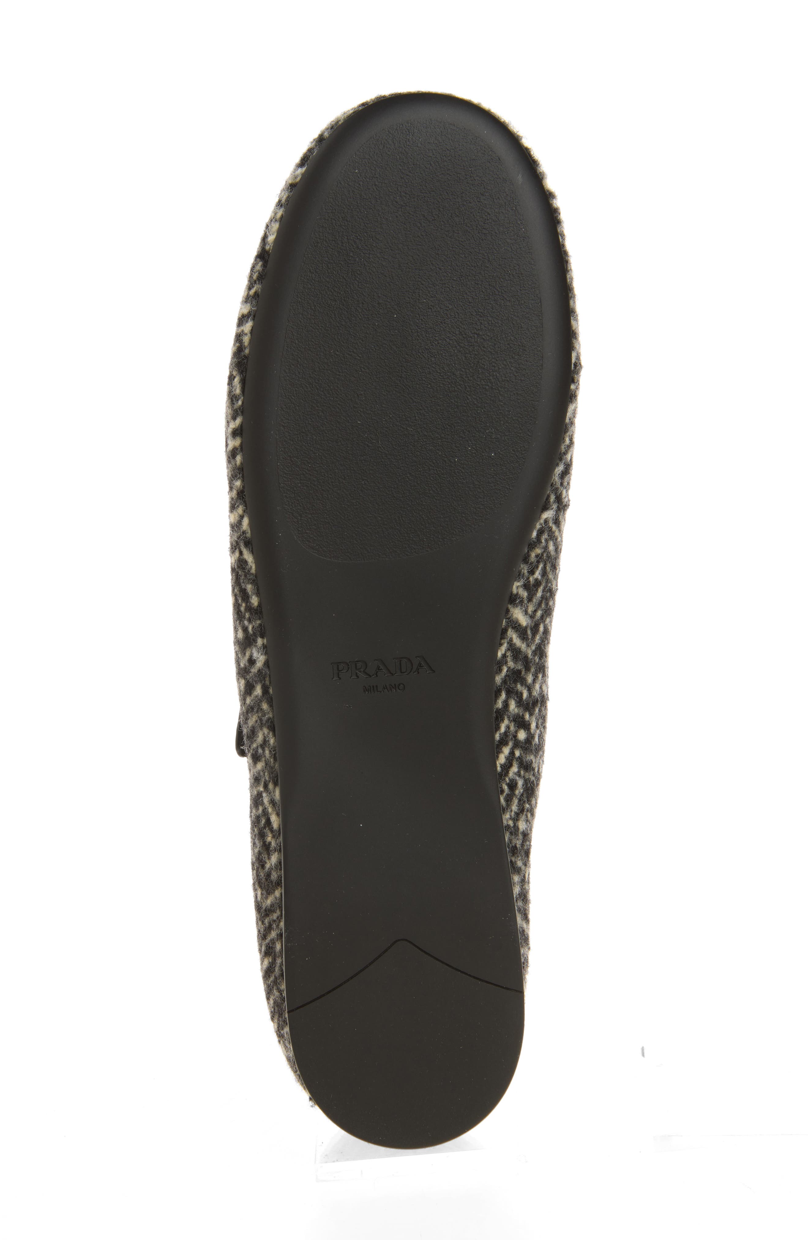 Logo Herringbone Tweed Mary Jane Flat, Alternate, color, BIANCO/ NERO