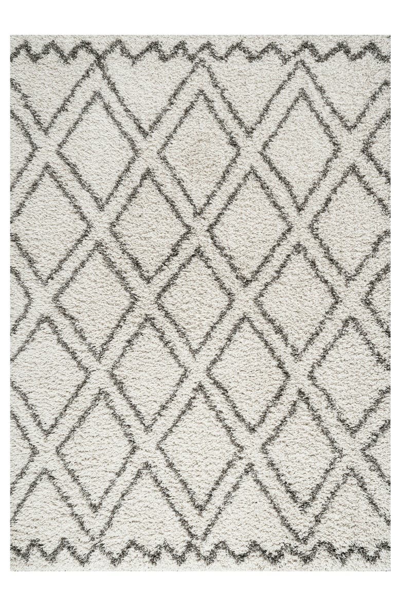 JONATHAN Y Soller Diamond Trellis Shag Area Rug, Main, color, Beige/Dark Gray