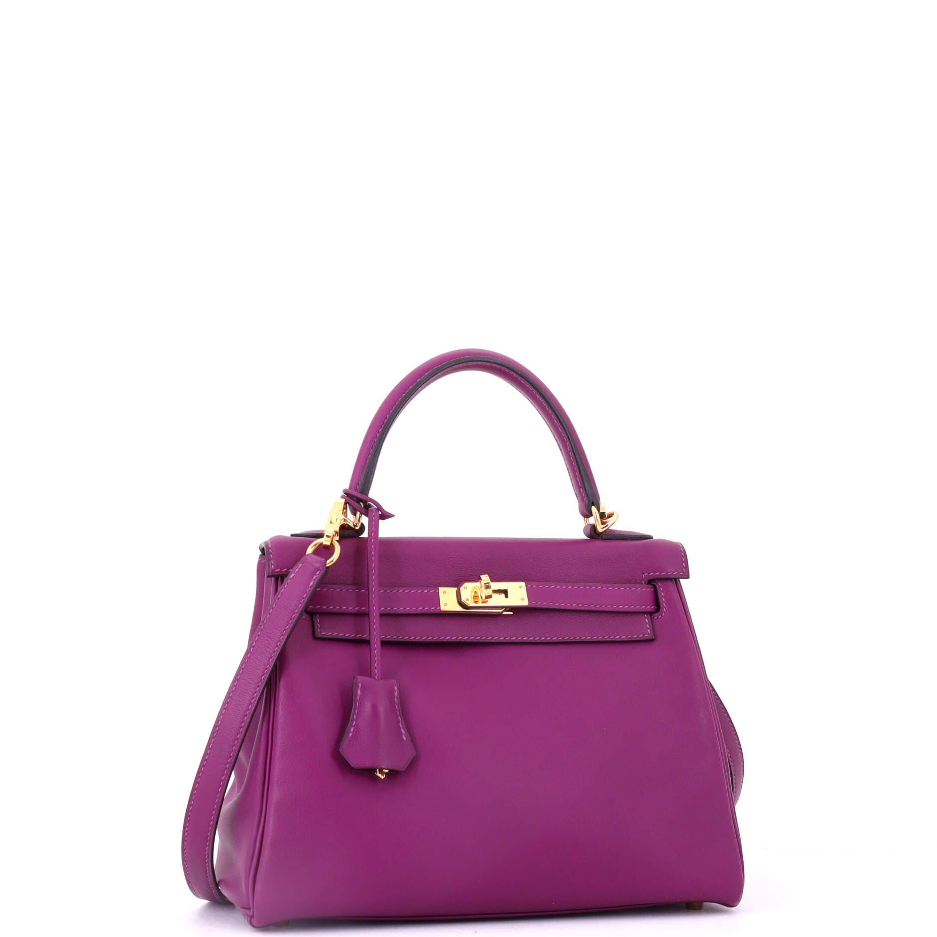 Pre-Owned Hermes Kelly Handbag Purple Swift with Gold Hardware 25, Alternate, color, Anemone