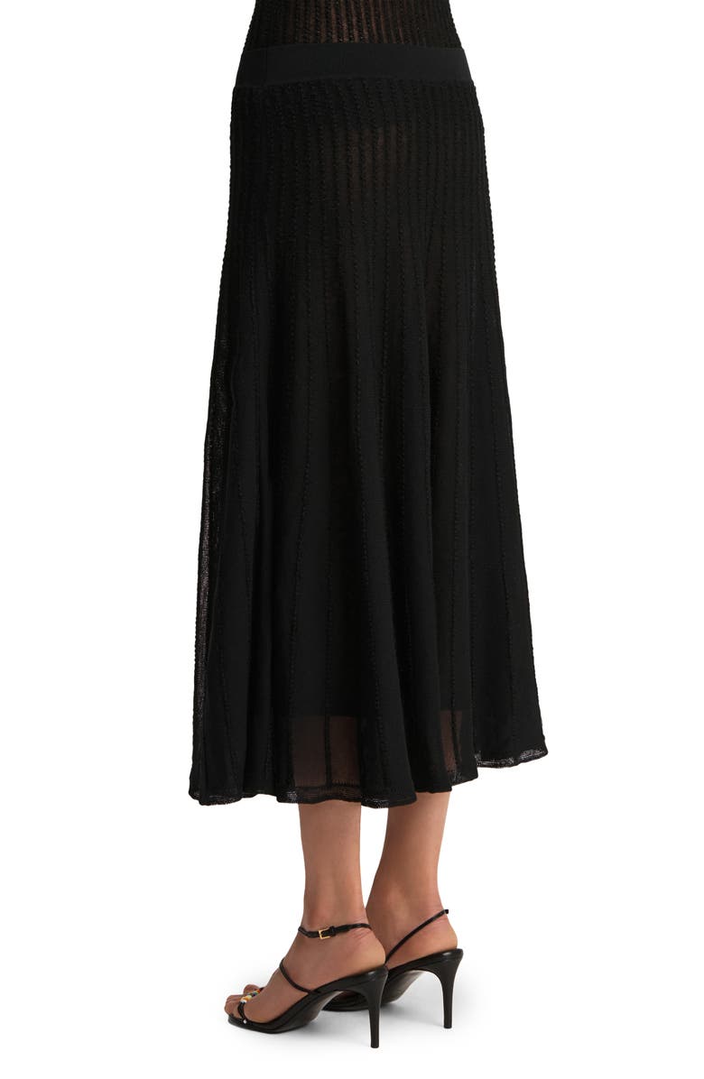 Khaite Dawn Knit Stripe Sweater Skirt, Alternate, color, Black