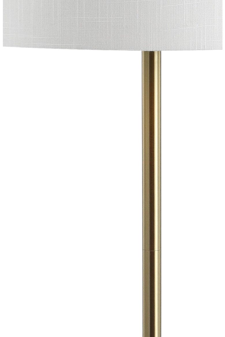 Chuck Modern Minimalist Metal and Tempered Glass LED 2-in-1 Space-Saving Tray Table and Floor Lamp, Alternate, color, Brass Gold