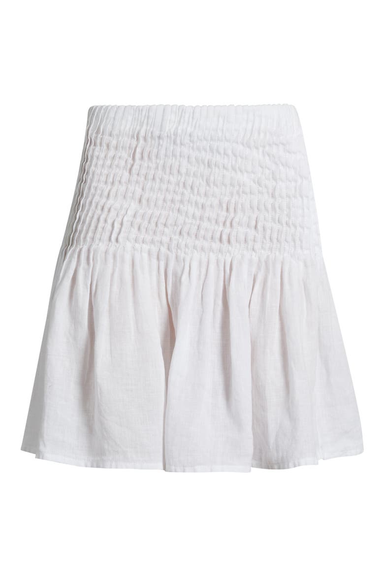 Pintuck Linen Miniskirt, Alternate, color, WHITE