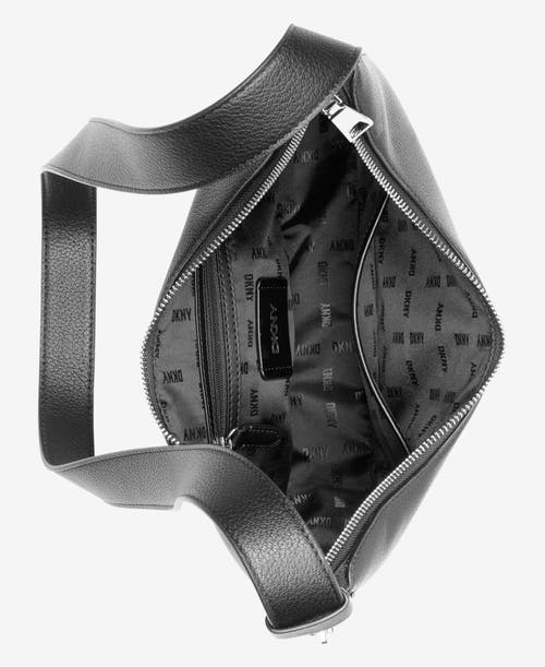 Dkny Bleeker Small Leather Crossbody In Black/silver