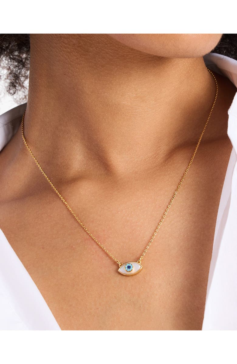 Kate Spade New York all seeing mother-of-pearl mini pendant necklace, Alternate, color,