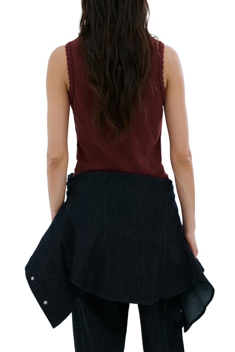 Scallop Crochet Tank, Alternate, color, BROWN