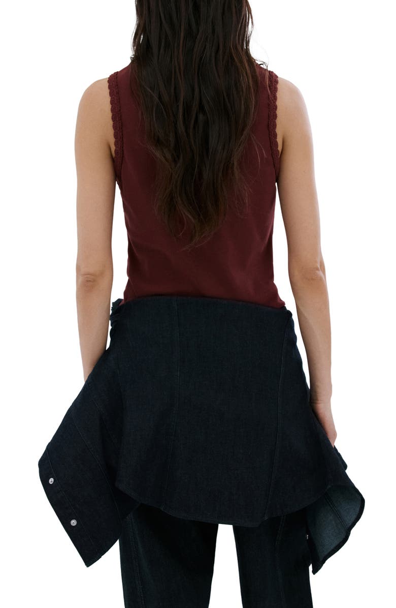 MANGO Scallop Crochet Tank, Alternate, color, Brown