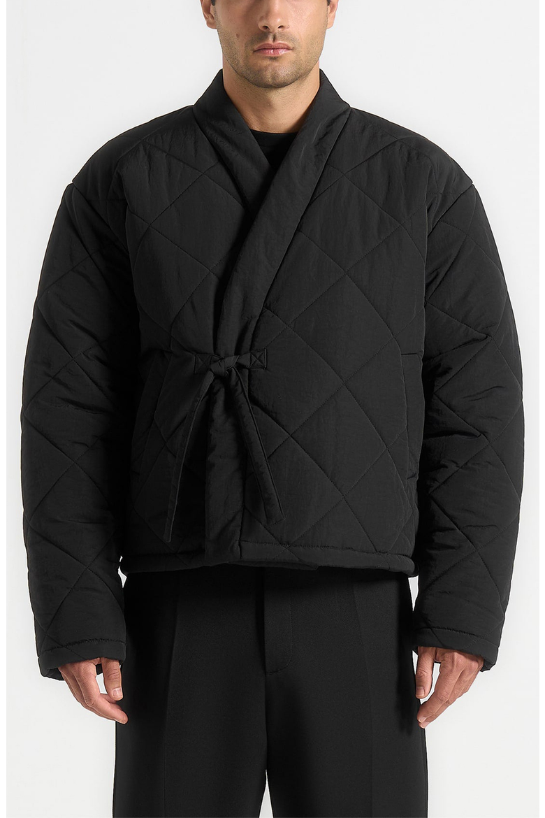 Emil Quilted Wrap Puffer Jacket, Alternate, color, Black