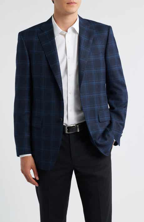Canali Siena Regular Fit Navy Plaid Super 130s Wool Sport Coat