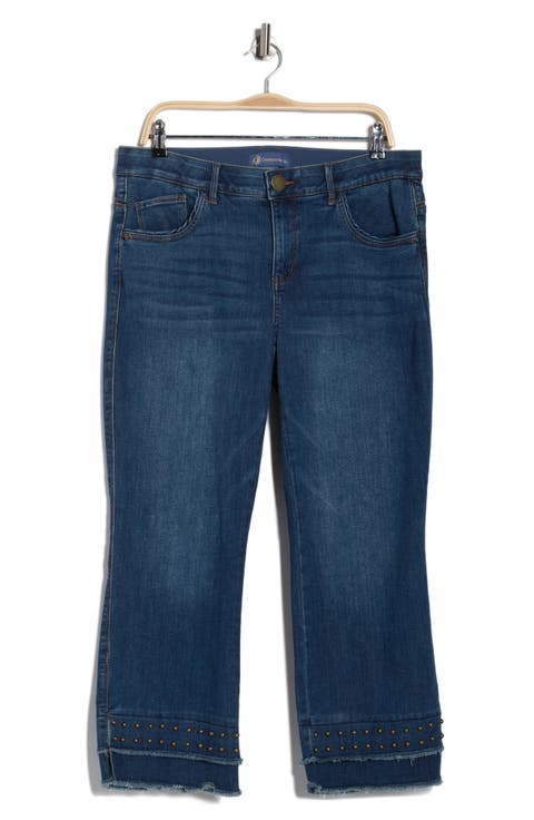 Double Layer Fray Hem Kick Flare Jeans (Plus)