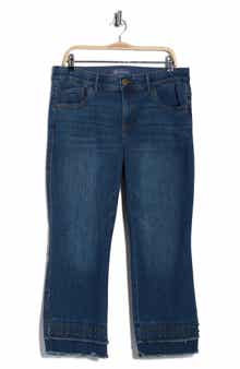 Democracy Double Layer Fray Hem Kick Flare Jeans