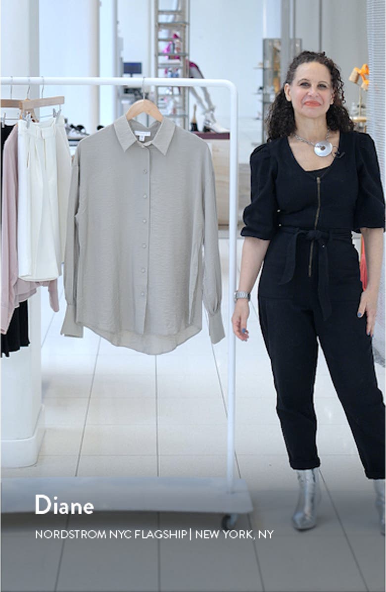 Textured Ruched Button-Up Shirt, sales video thumbnail
