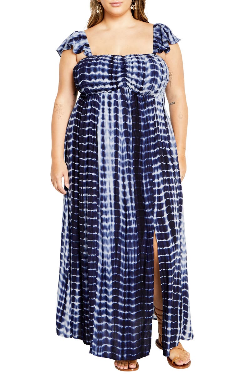 City Chic Tiarne Tie Dye Maxi Dress, Main, color, 