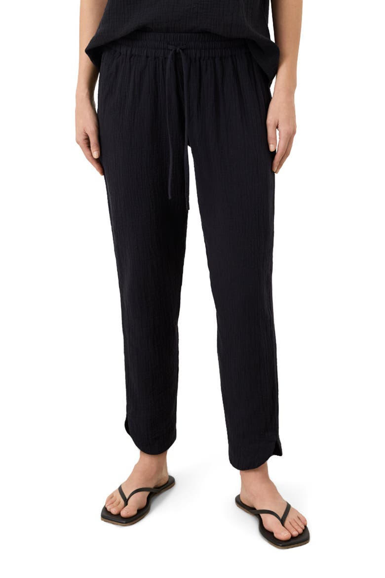 Organic Cotton Coastal Double Gauze Tapered Pull-On Pant, Alternate, color, Jet Black