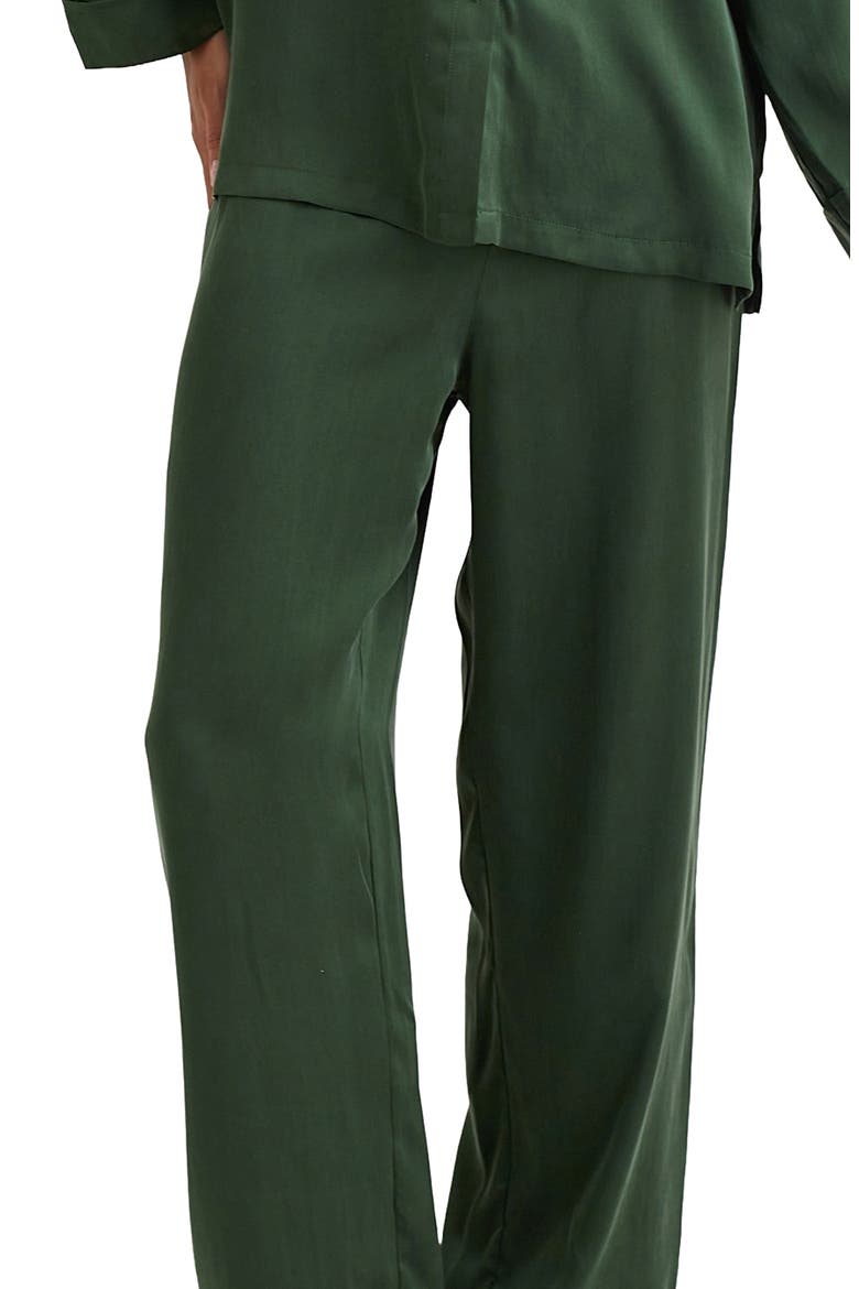 Audrey Mulberry Silk Pajamas, Alternate, color, FOREST GREEN