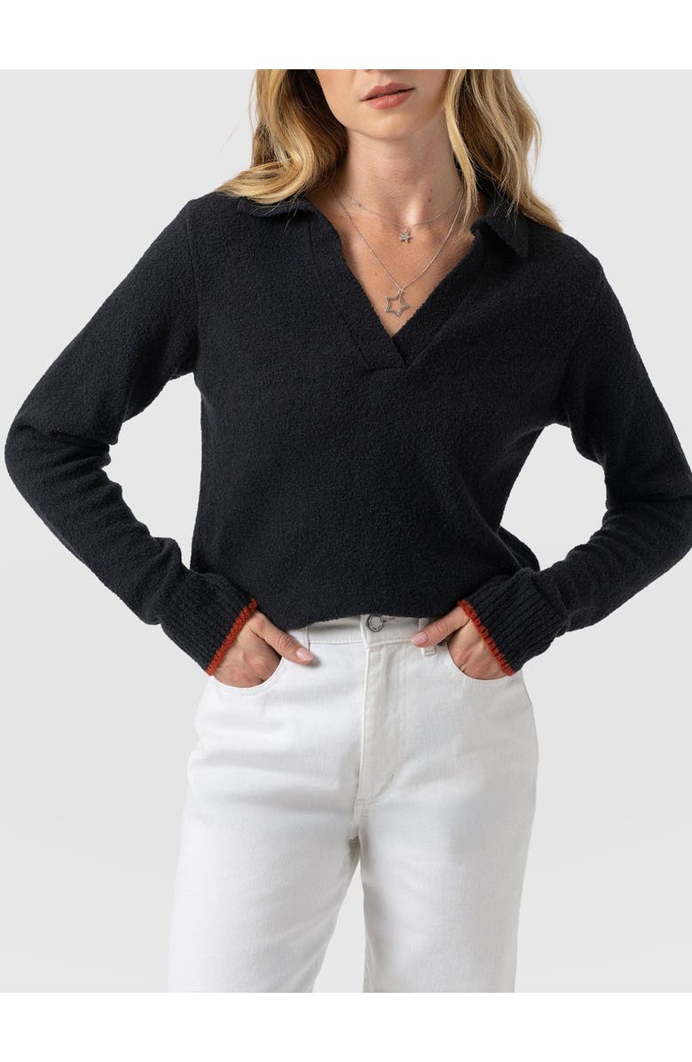 Saint + Sofia Delphi Polo Knit, Alternate, color, Black