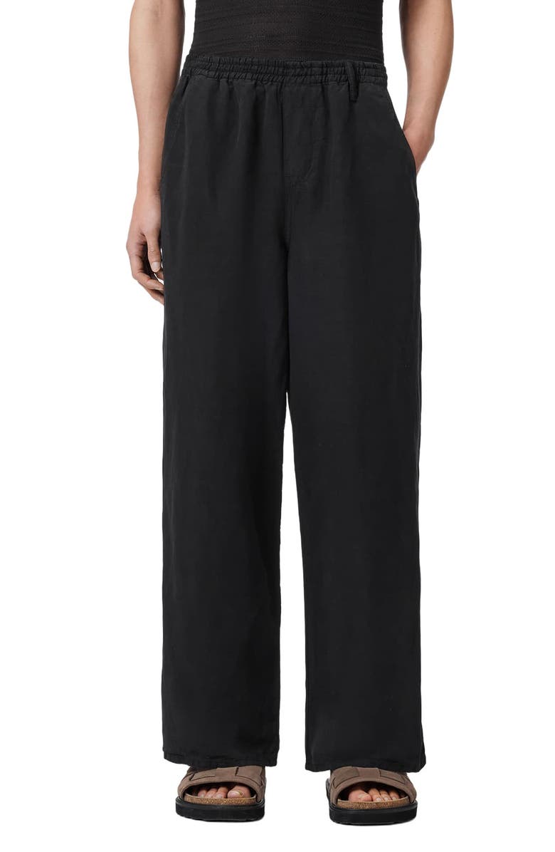 AllSaints Korten Wide Leg Pull-On Pants, Main, color, Black