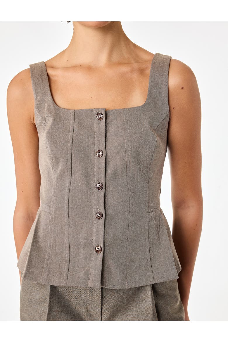 Square Neck Sleeveless Peplum Top With Front Button Closure, Alternate, color, ANTHRACITE