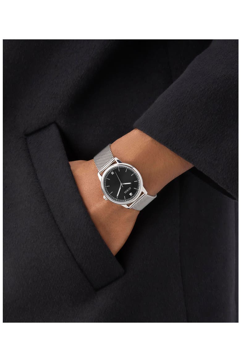 Chandler Mesh Strap Watch, 40mm, Alternate, color, SILVER TONE