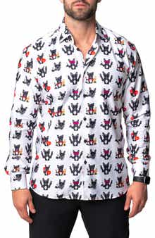 Maceoo Fibonacci Dog French Regular Fit Cotton Blend Button-Up Shirt