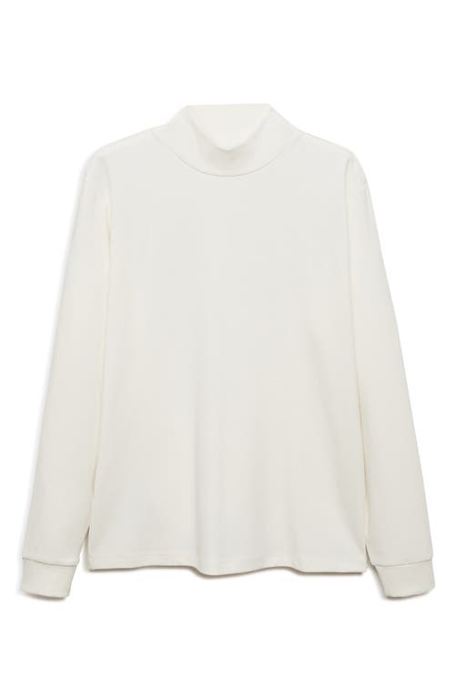 Mango Perkins Mock Neck Stretch Cotton Top In Ecru