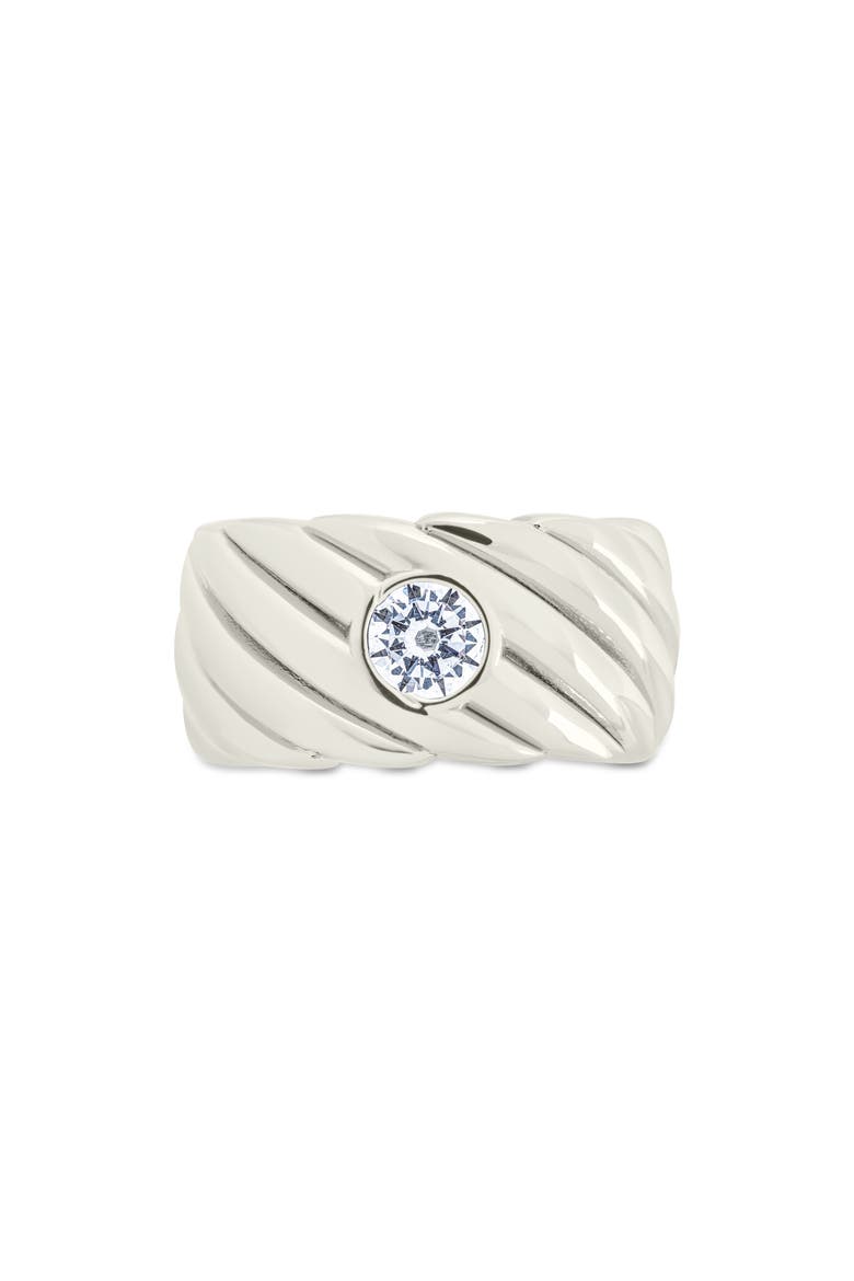 Blythe Cubic Zirconia Woven Band Ring, Alternate, color, SILVER