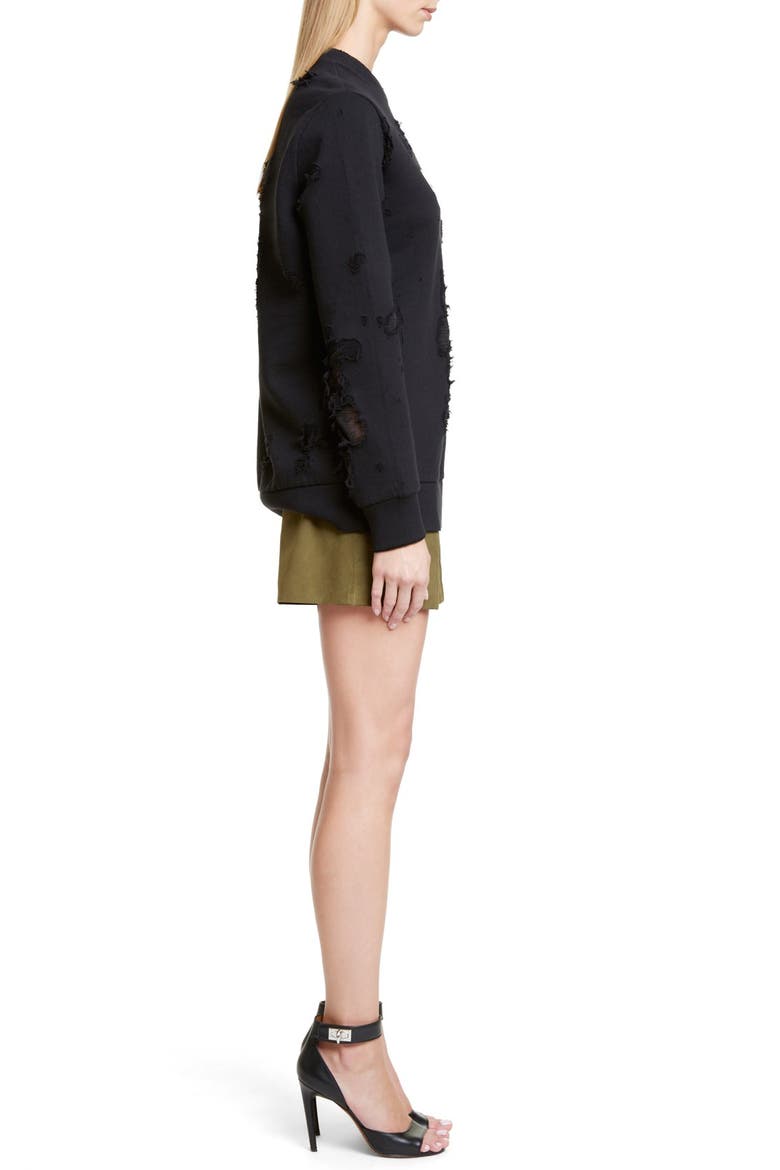 Destroyed Cotton Sweatshirt, Alternate, color, BLACK