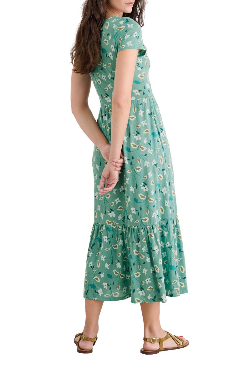 Seasalt Cornwall Tor View Tiered Maxi Dress, Alternate, color, Chalk Flower Sage Leaf
