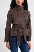 Open Edit Double Breasted Crop Trench Coat