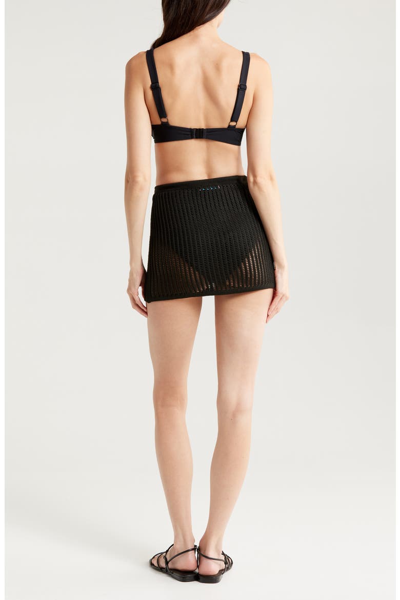 Open Stitch Cover-Up Miniskirt, Alternate, color, BLACK