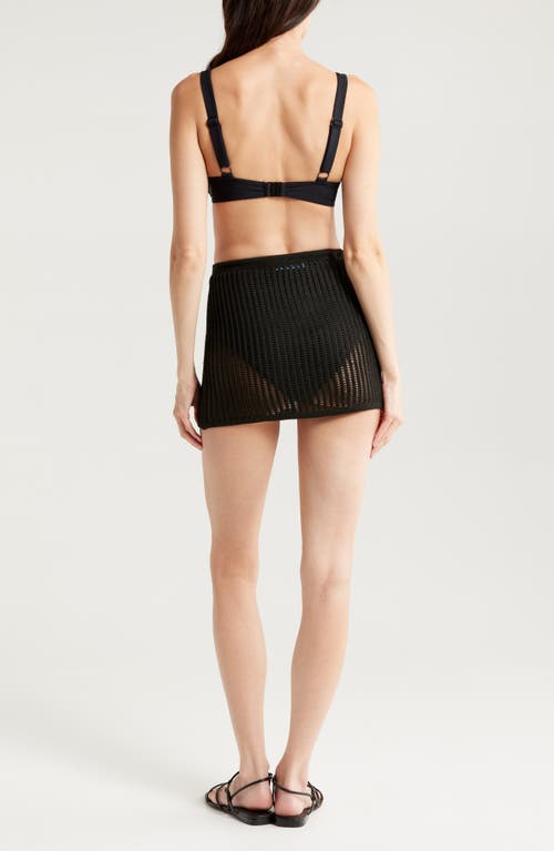 Elan Open Stitch Cover-up Miniskirt In Black