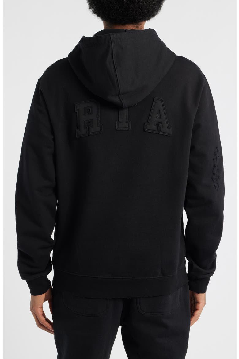 Markus Distressed Logo Applique Hoodie, Alternate, color, UNIVERSITY BLACK