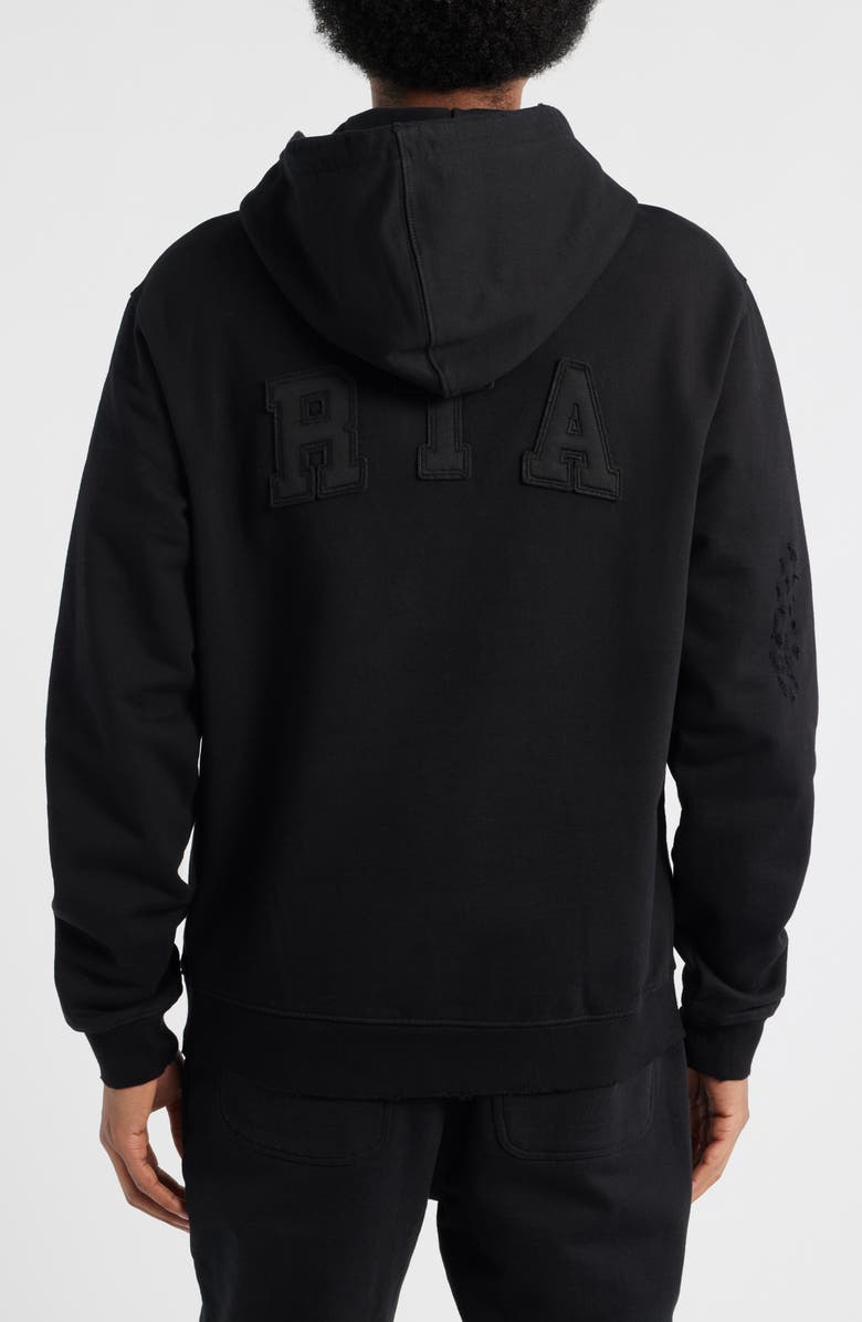 RtA Markus Distressed Logo Applique Hoodie, Alternate, color, University Black