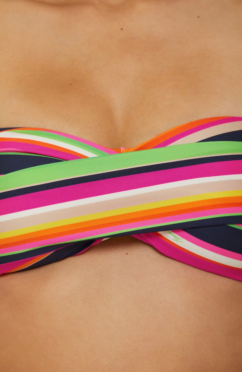Trina Turk Stripe Twist Front Bandeau Bikini Top, Alternate, color, Multi