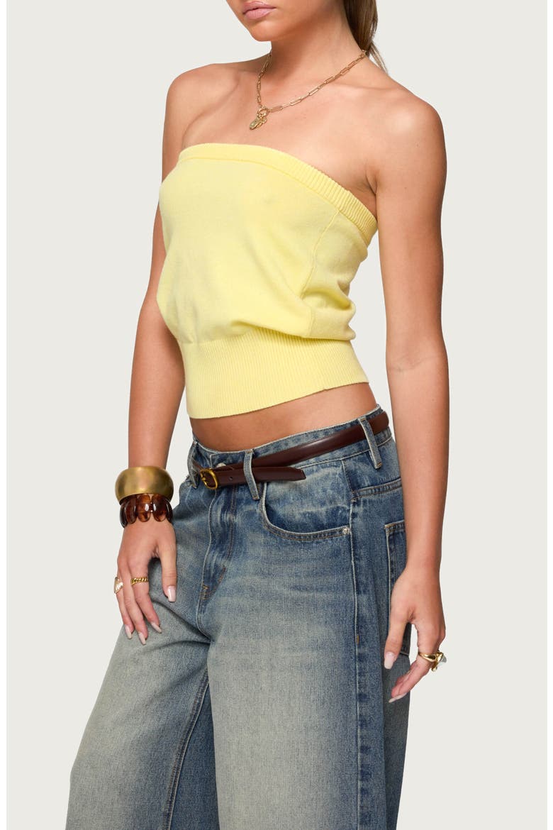 Philipa Strapless Crop Top, Alternate, color, YELLOW