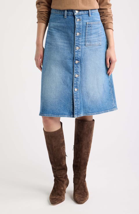 Shannon Button Front Denim Skirt