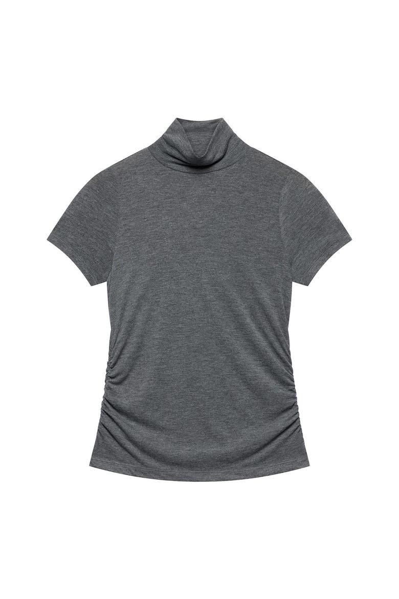 Ruched Detail High Neck Top, Alternate, color, Grey