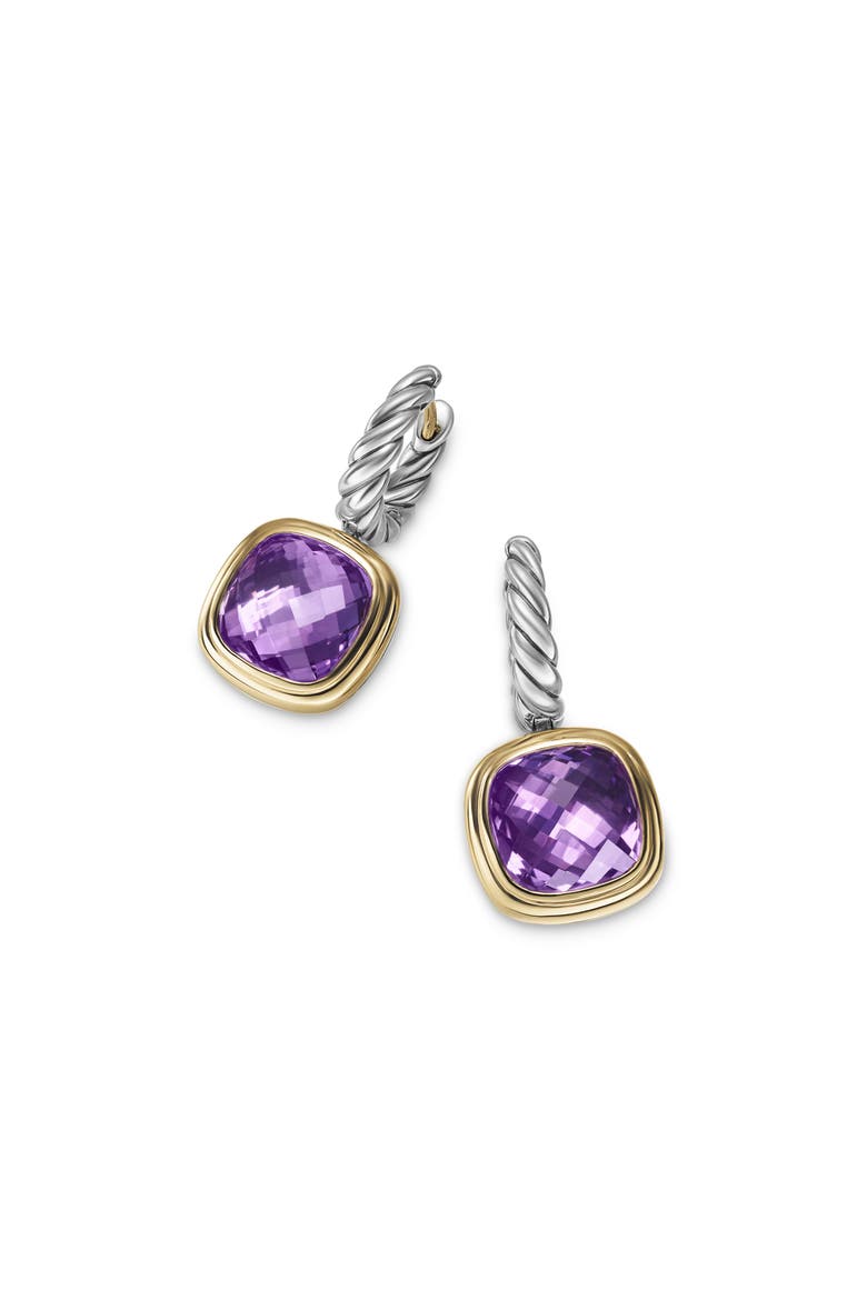 Albion® Drop Earrings in Sterling Silver with 18K Yellow Gold & Amethyst, 10mm, Alternate, color, AMETHYST