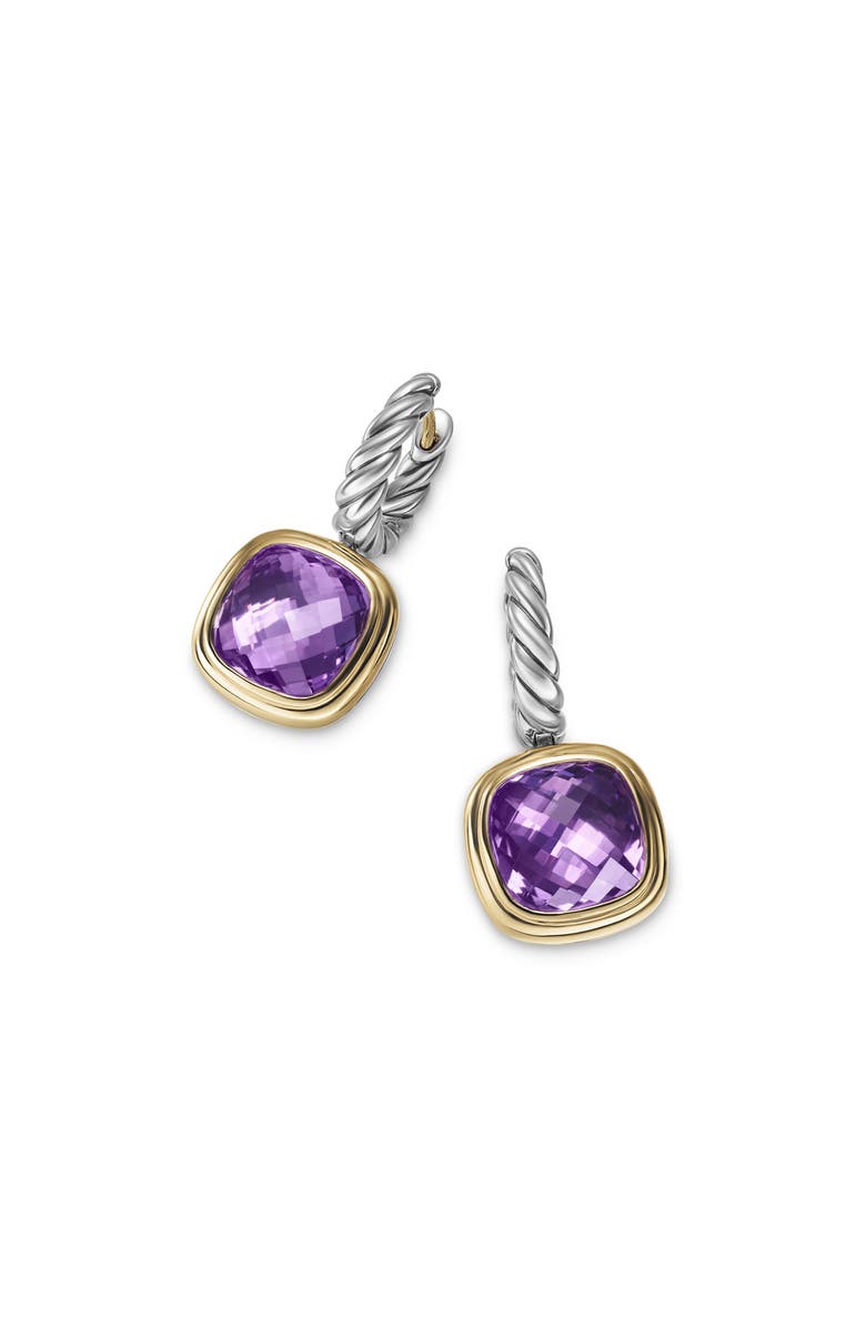 David Yurman Albion<sup>®</sup> Drop Earrings in Sterling Silver with 18K Yellow Gold & Amethyst, 10mm, Alternate, color, Amethyst