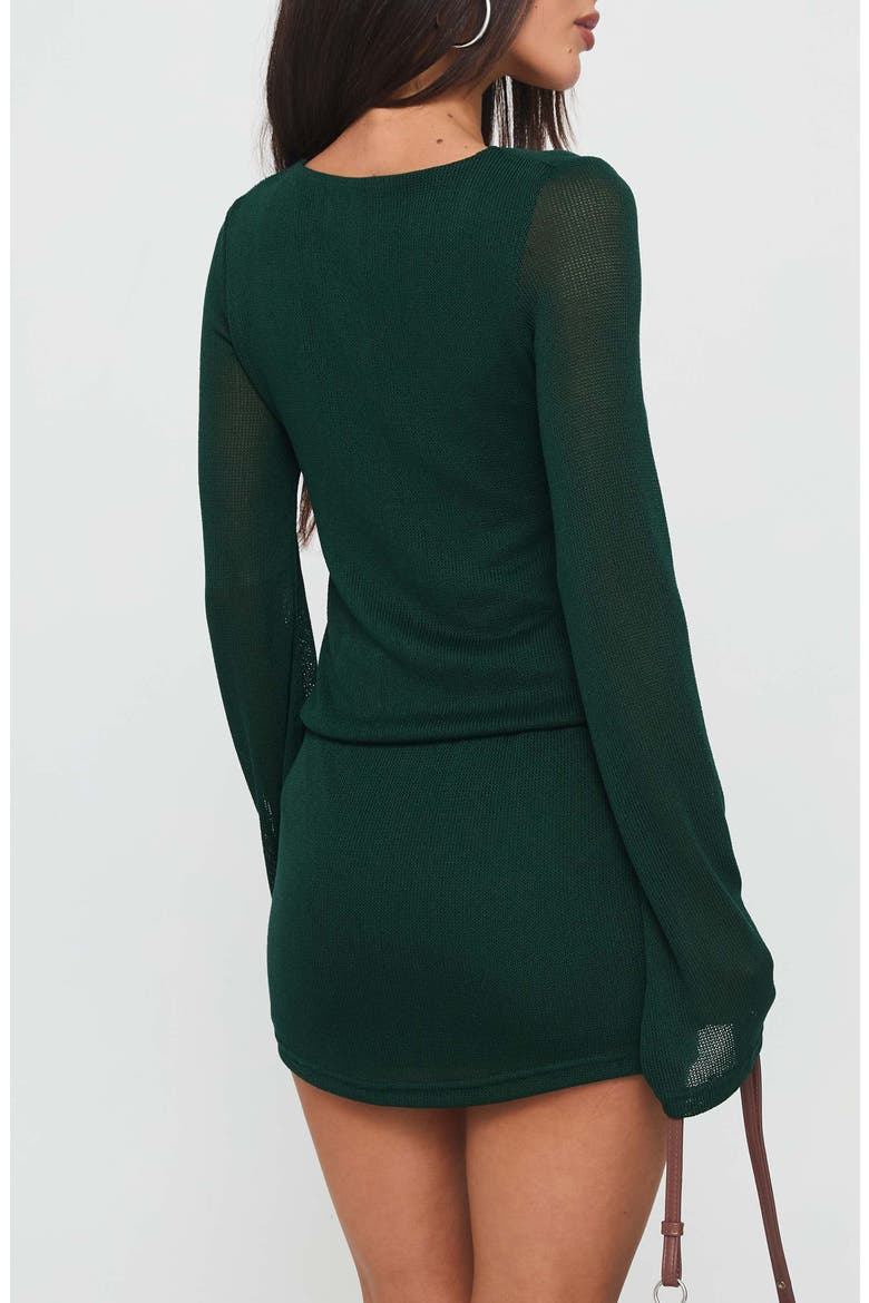 Charming Long Sleeve Knit Minidress, Alternate, color, FOREST