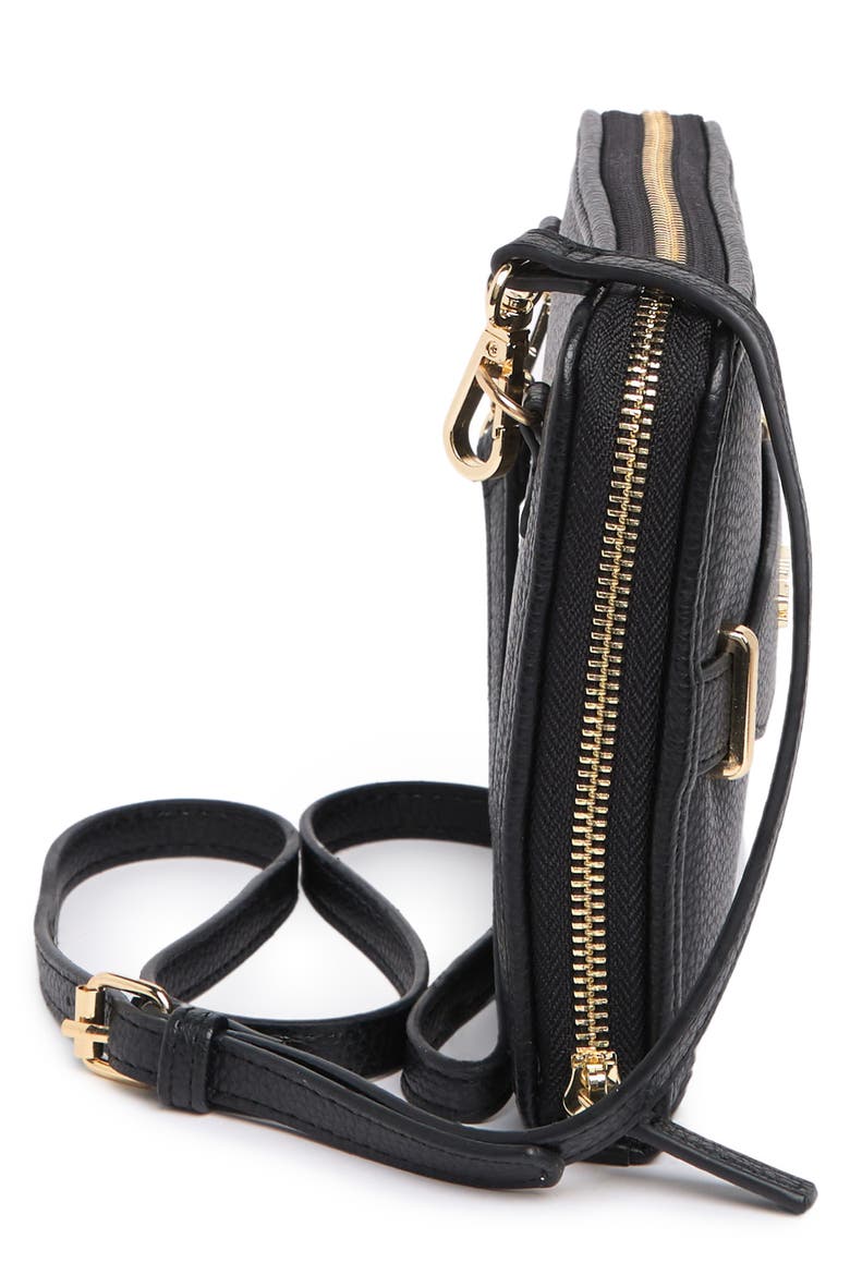 B Penn Wallet On Strap Crossbody, Alternate, color, BLACK
