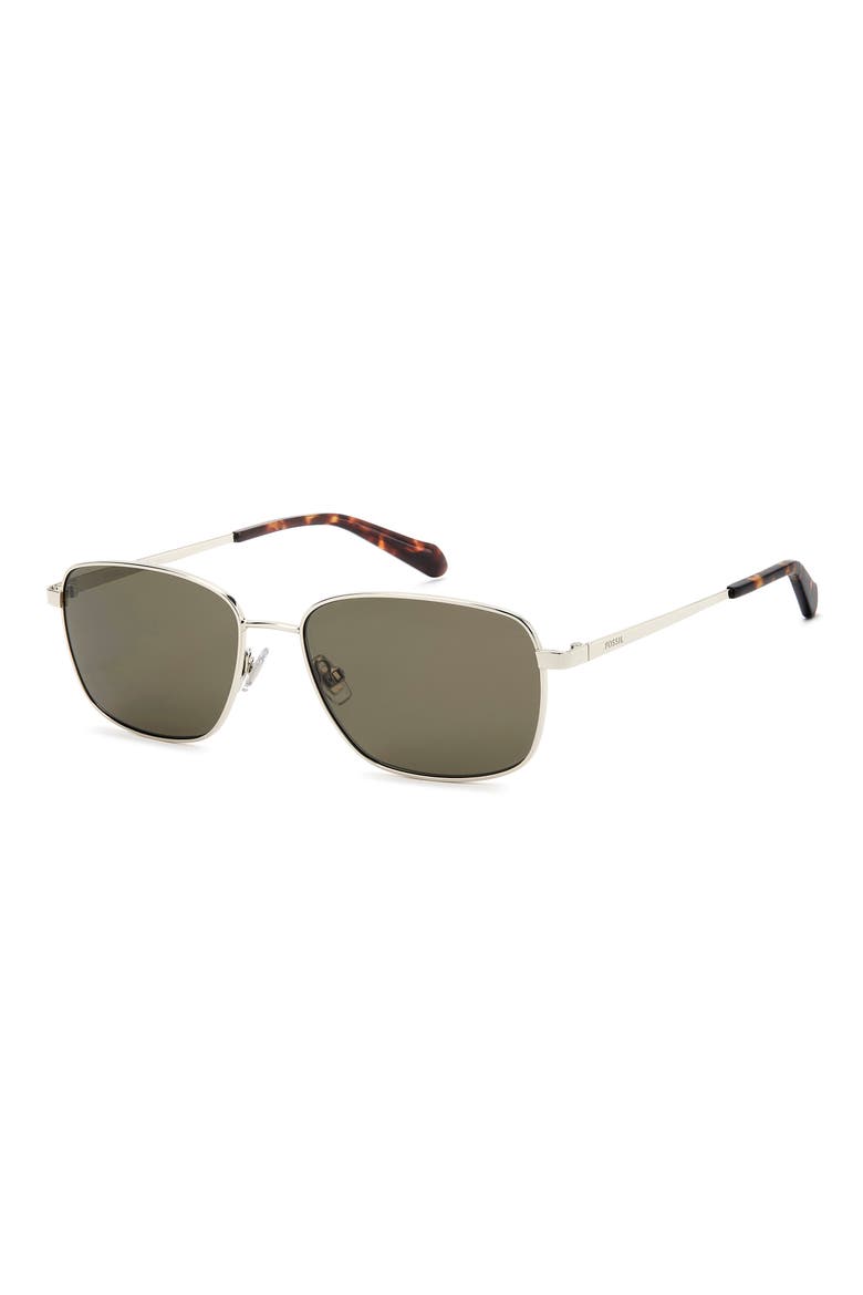 58mm Rectangular Sunglasses, Alternate, color, LIGHT GOLD/ GREEN