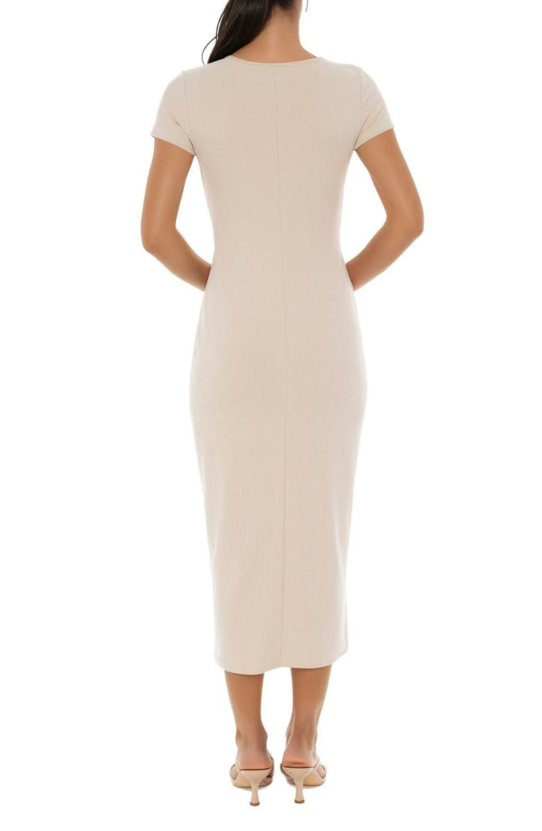 bebe Short Sleeve Ribbed Midi Dress, Alternate, color, Taupe