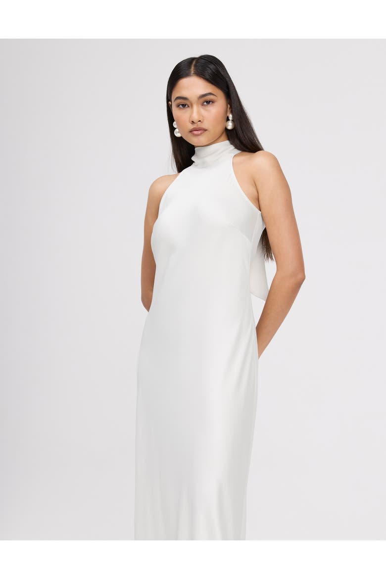 Angelica High Neck Satin Maxi Dress, Alternate, color, Ivory