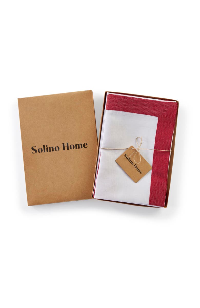 Solino Home Linen Dinner Napkins - Festive Edge, 20" x 20" Inch, Alternate, color, 