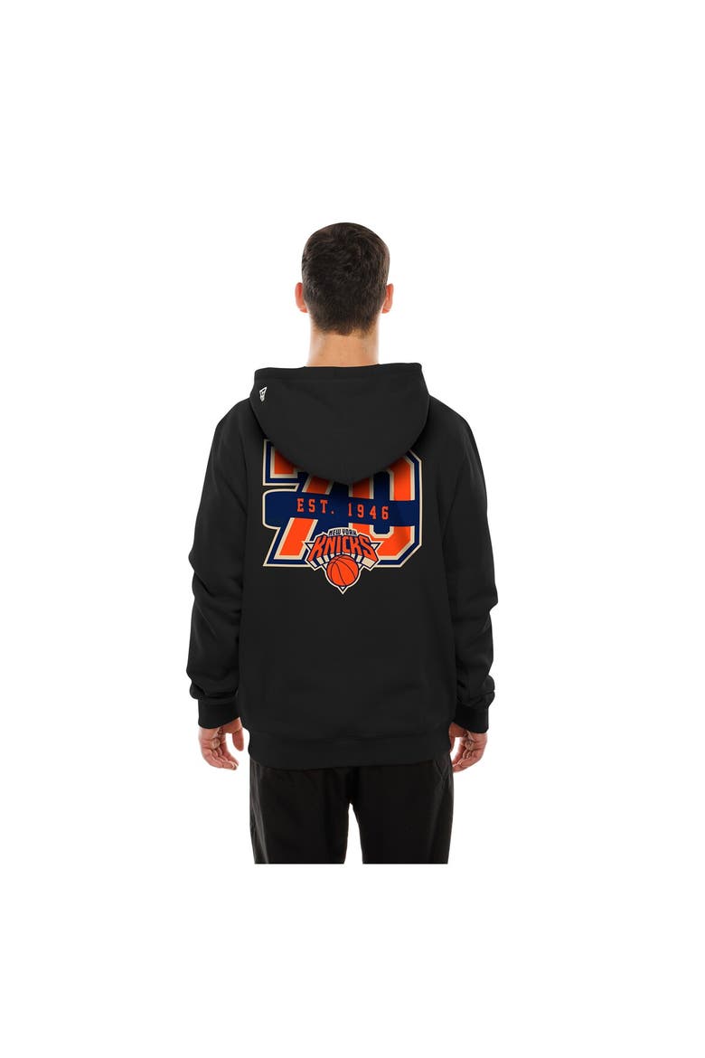 Men's New Era  Black New York Knicks Front Back Logo Hoodie, Alternate, color, Black